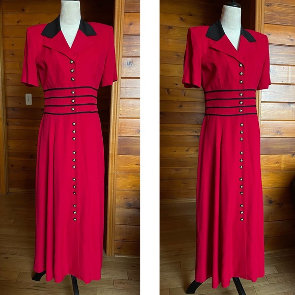 Vintage 1980s Julian Taylor Button Down Shirt Dress Sz 8 - Picture 2 of 7